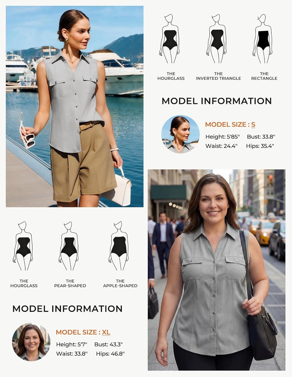 imageGRACE KARIN Women Sleeveless Button Down Shirts Summer Solid Dressy Casual Blouse V Neck Tank Top Business Work 2026 TrendyFlower Gray