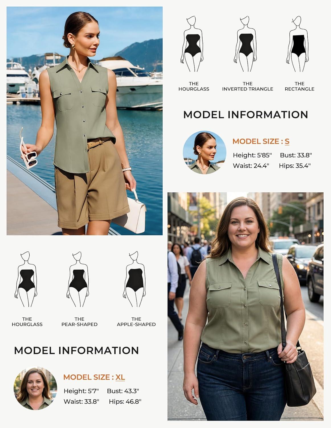 imageGRACE KARIN Women Sleeveless Button Down Shirts Summer Solid Dressy Casual Blouse V Neck Tank Top Business Work 2026 TrendyLight Green