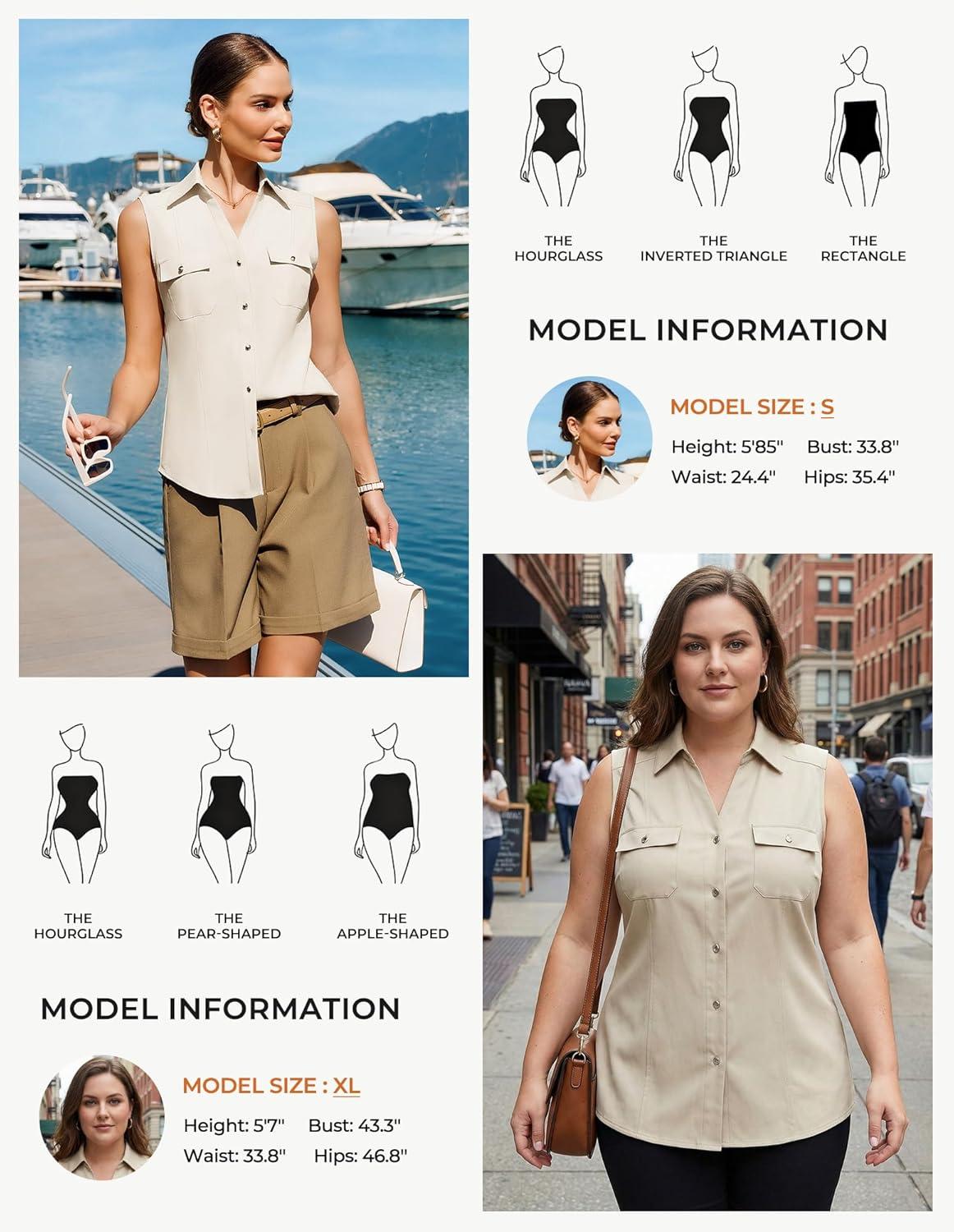 imageGRACE KARIN Women Sleeveless Button Down Shirts Summer Solid Dressy Casual Blouse V Neck Tank Top Business Work 2026 TrendyWhite