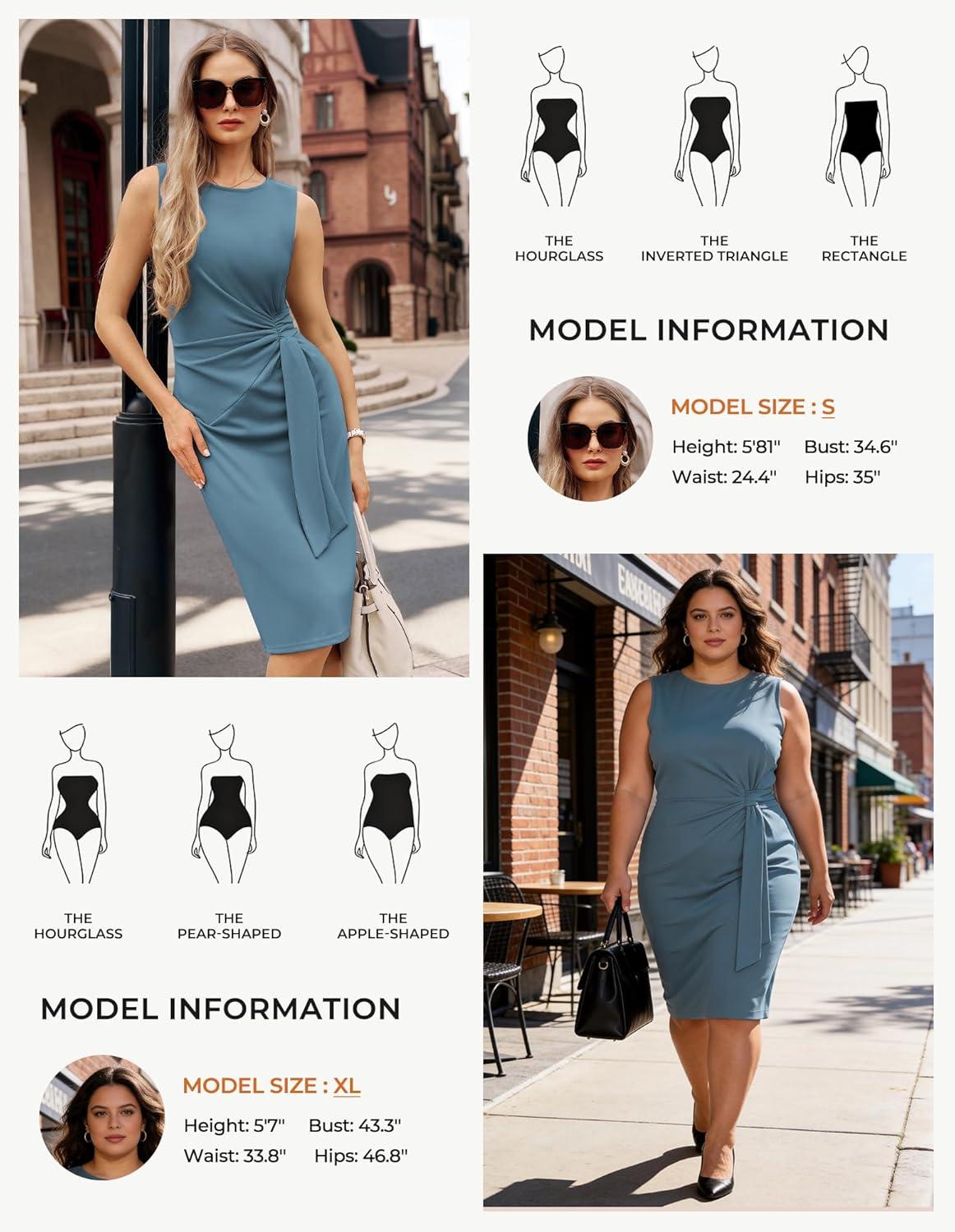 imageGRACE KARIN Women Work DressBodycon Pencil Business DressesSleeveless Cocktail Dresses Knee LengthDark Gray Blue