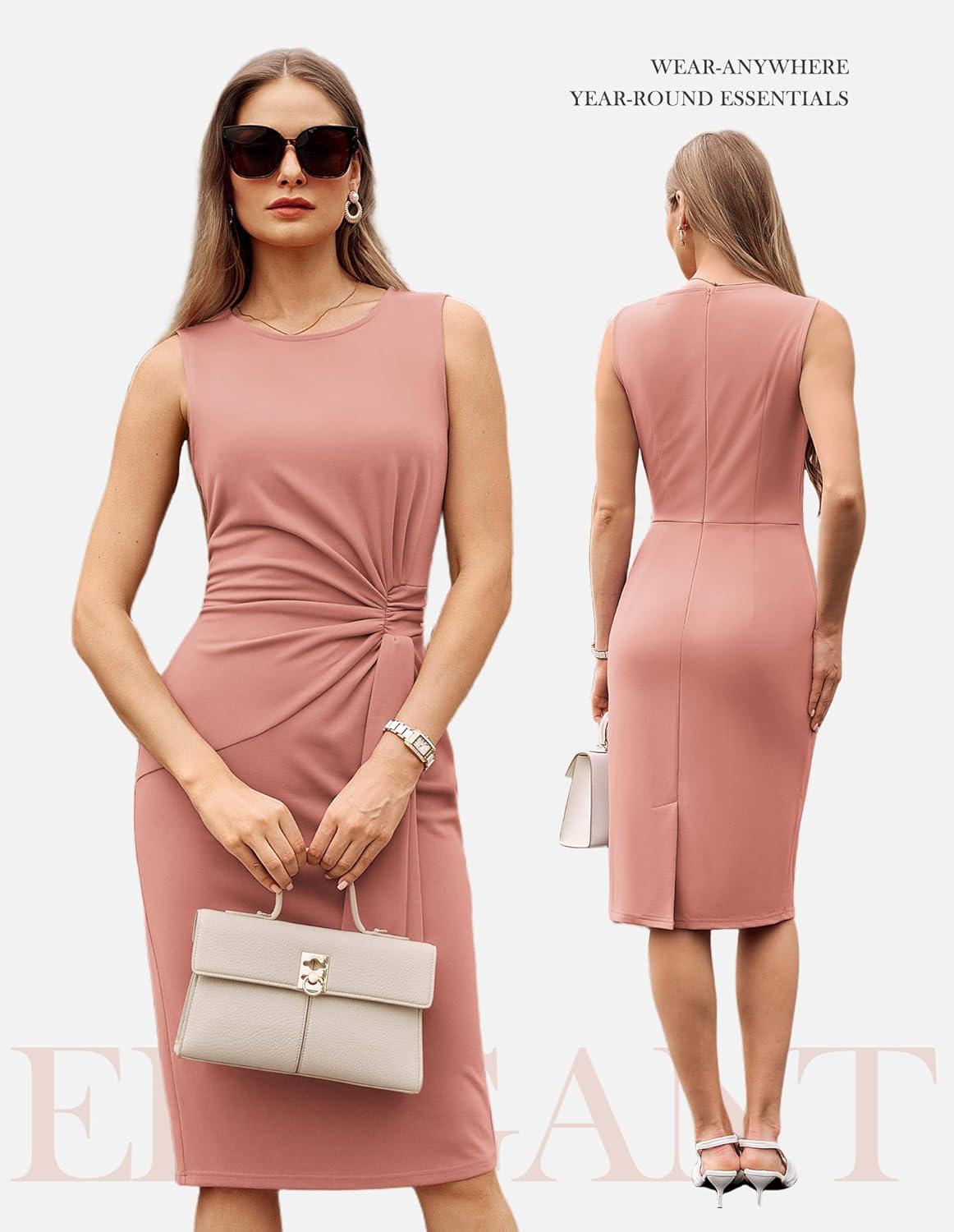 imageGRACE KARIN Women Work DressBodycon Pencil Business DressesSleeveless Cocktail Dresses Knee LengthDark Pink