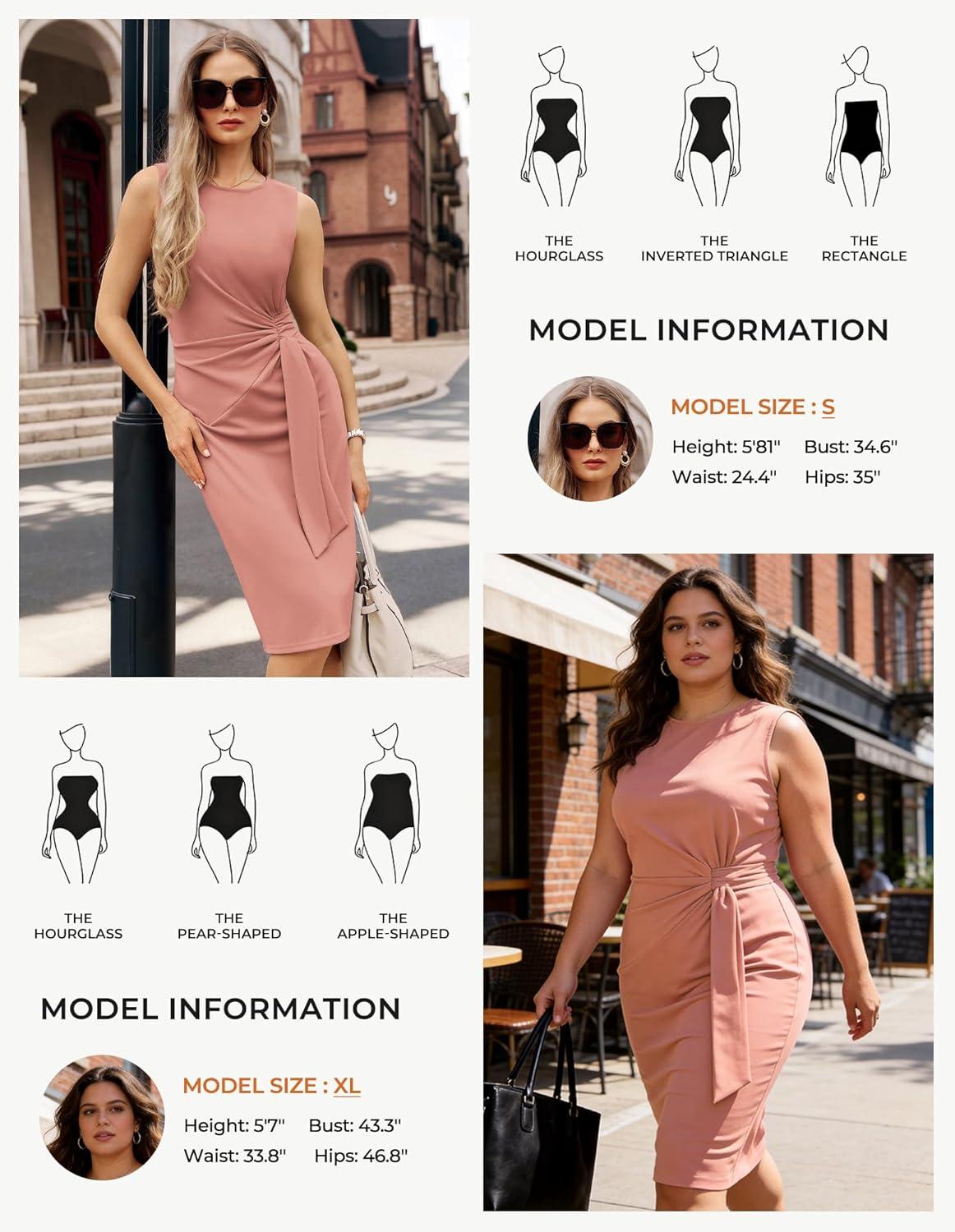 imageGRACE KARIN Women Work DressBodycon Pencil Business DressesSleeveless Cocktail Dresses Knee LengthDark Pink