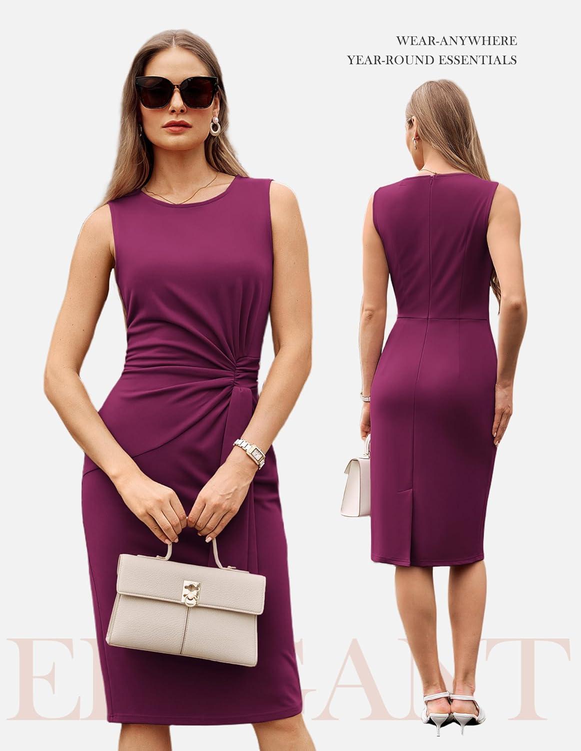 imageGRACE KARIN Women Work DressBodycon Pencil Business DressesSleeveless Cocktail Dresses Knee LengthRose Purple