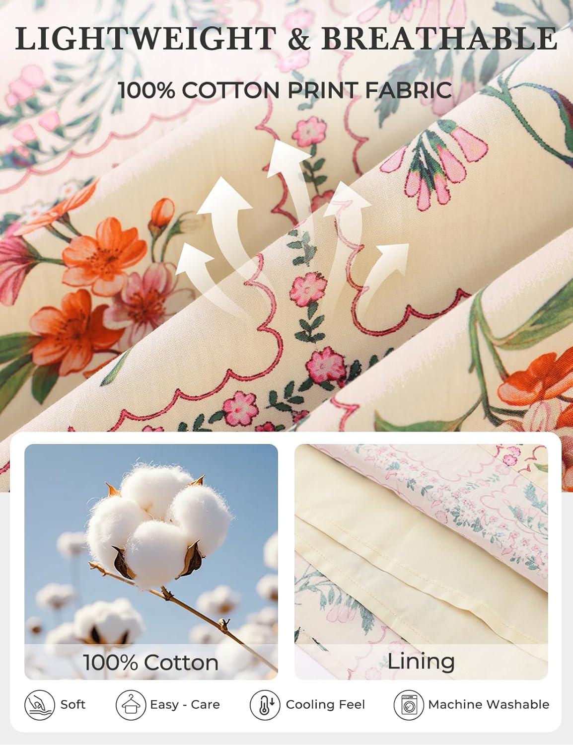 imageGRACE KARIN Womens Boho Tops Summer Spring Cotton Floral Blouses Short Sleeve Print Shirts V Neck Beach Vacation Clothes 2026Beige Plaid Floral