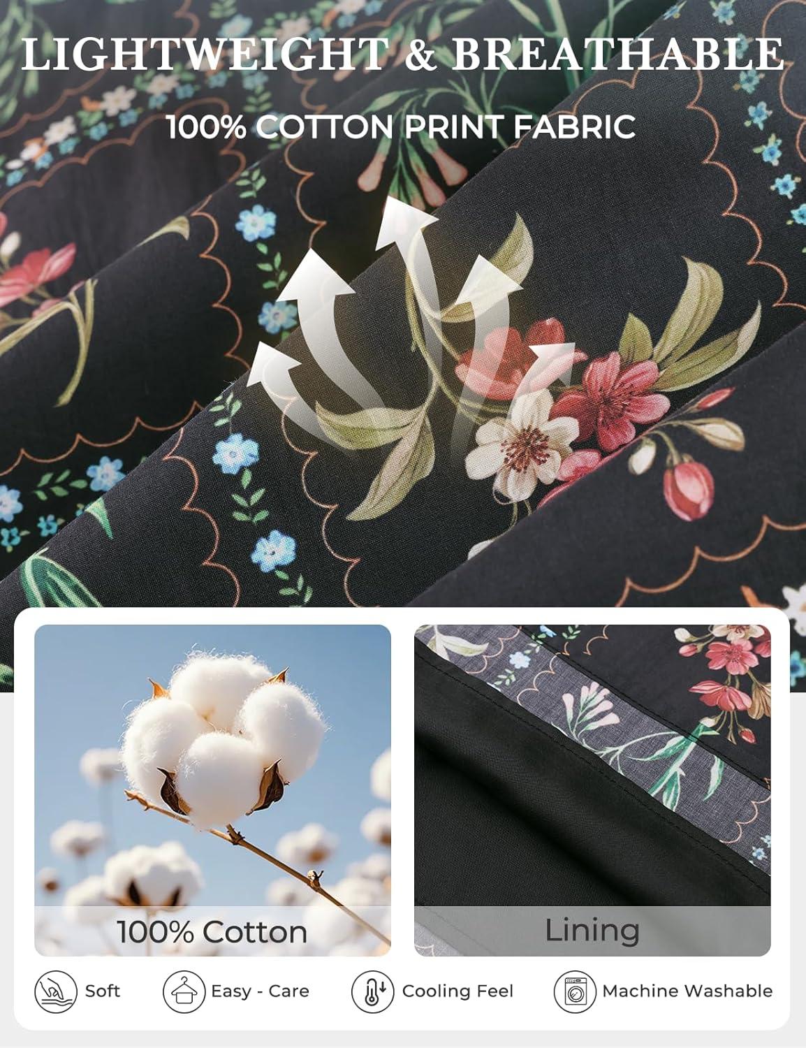 imageGRACE KARIN Womens Boho Tops Summer Spring Cotton Floral Blouses Short Sleeve Print Shirts V Neck Beach Vacation Clothes 2026Black Plaid Floral