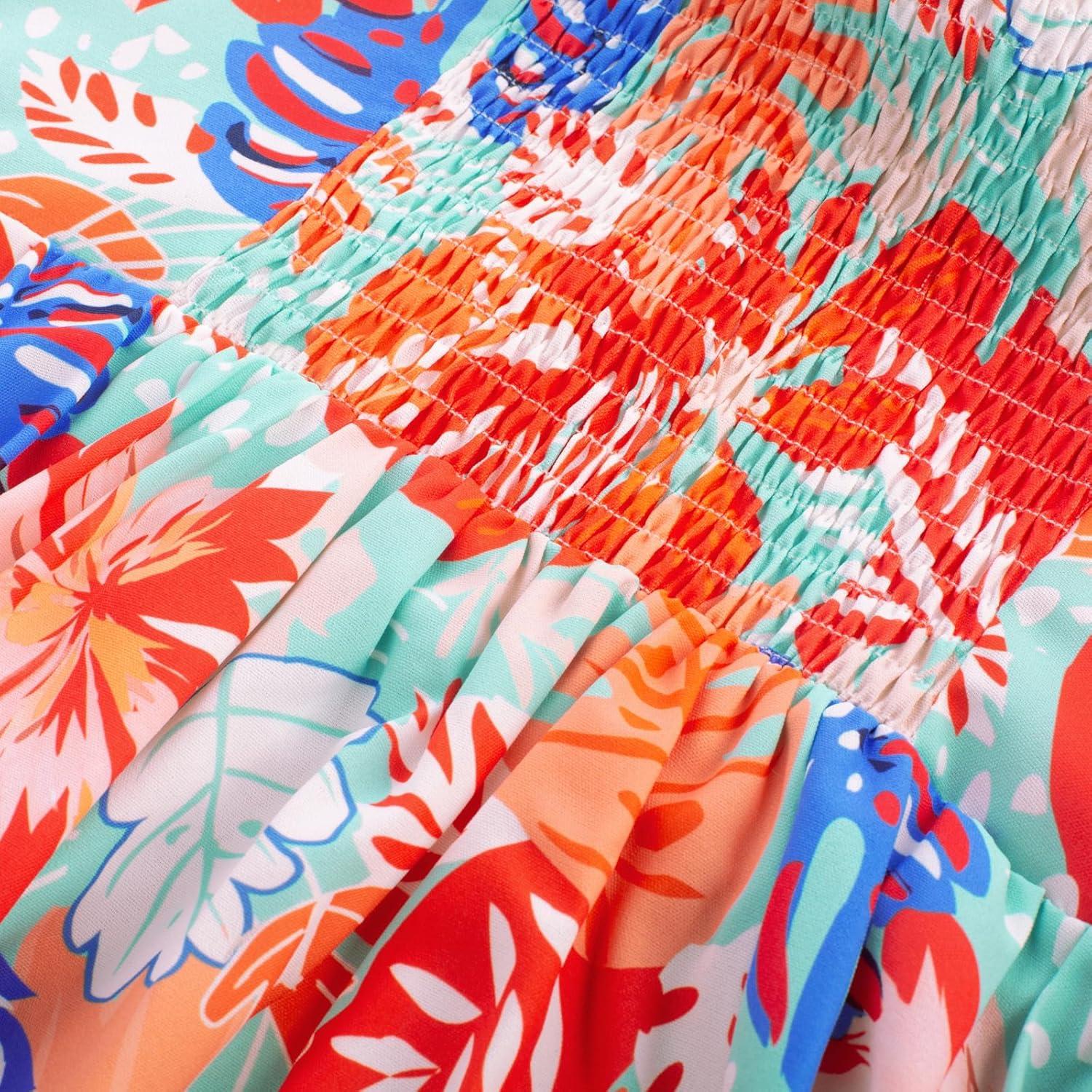 imageGRACE KARIN Womens Summer Floral Maxi Dresses 2026 Long Flowy Boho Dress Beach Vacation Sundresses Casual Clothes with PocketGreen Red Leaves