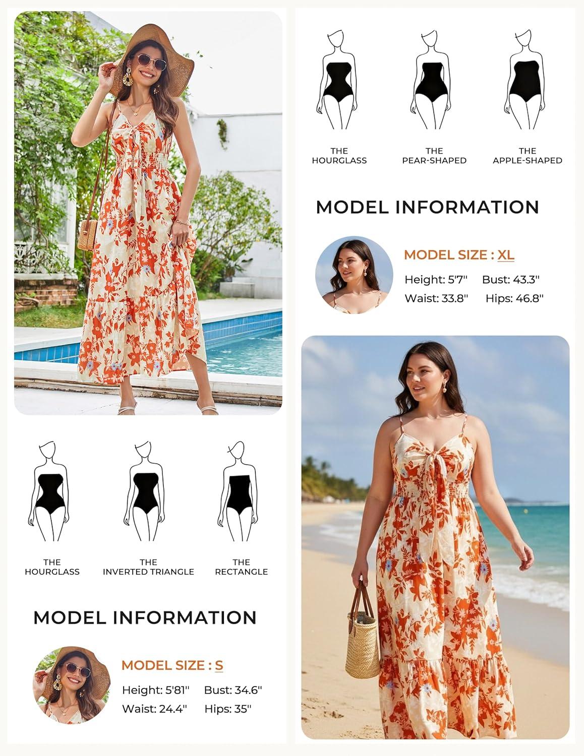 imageGRACE KARIN Womens Summer Floral Maxi Dresses 2026 Long Flowy Boho Dress Beach Vacation Sundresses Casual Clothes with PocketOrange Floral