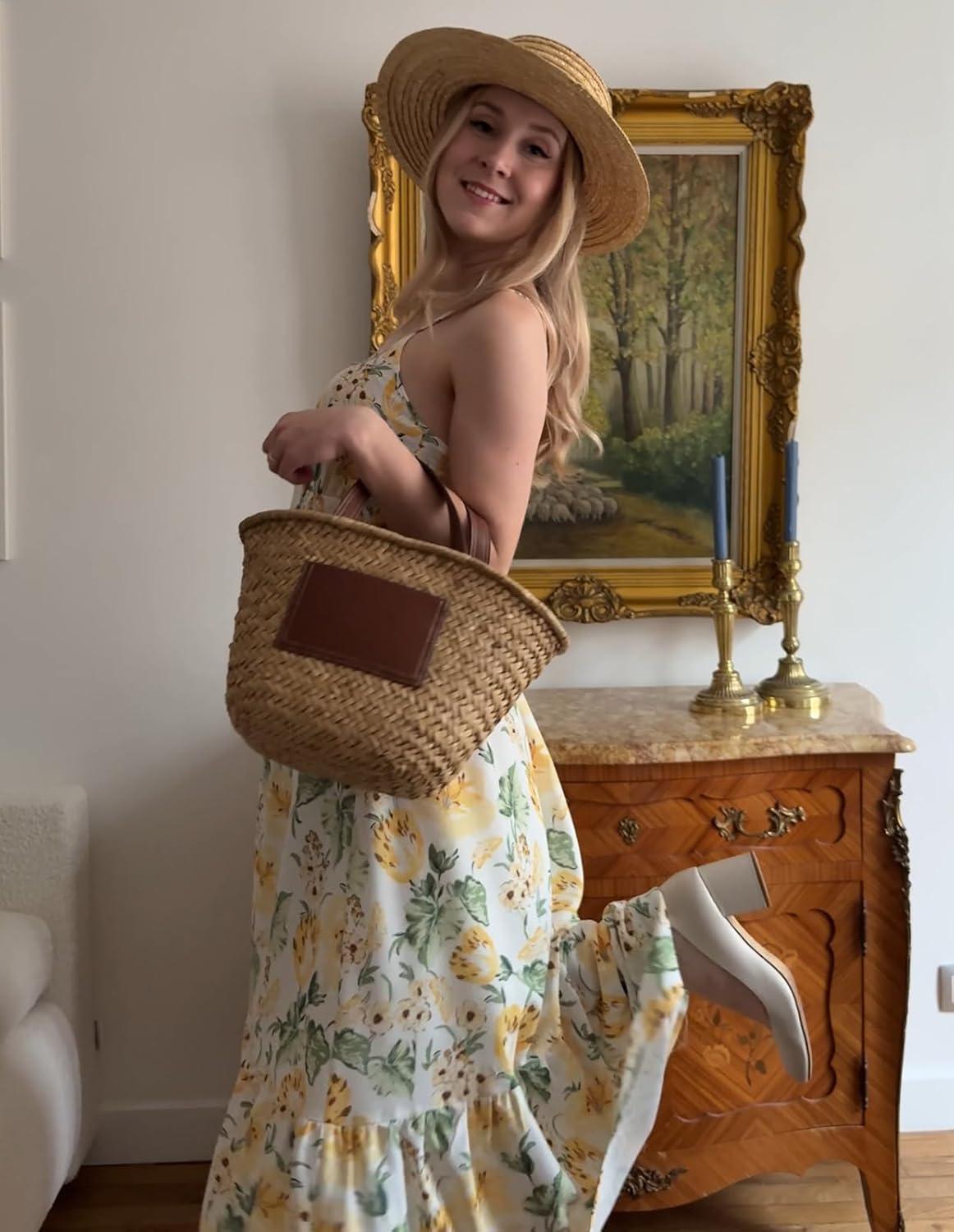imageGRACE KARIN Womens Summer Floral Maxi Dresses 2026 Long Flowy Boho Dress Beach Vacation Sundresses Casual Clothes with PocketWhite Yellow Flowers