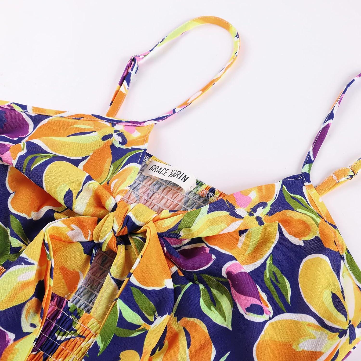 imageGRACE KARIN Womens Summer Floral Maxi Dresses 2026 Long Flowy Boho Dress Beach Vacation Sundresses Casual Clothes with PocketYellow Purple Flower