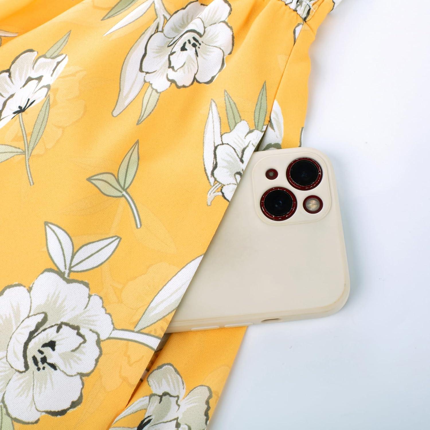 imageGRACE KARIN Womens Summer Floral Maxi Dresses 2026 Long Flowy Boho Dress Beach Vacation Sundresses Casual Clothes with PocketYellow White Floral