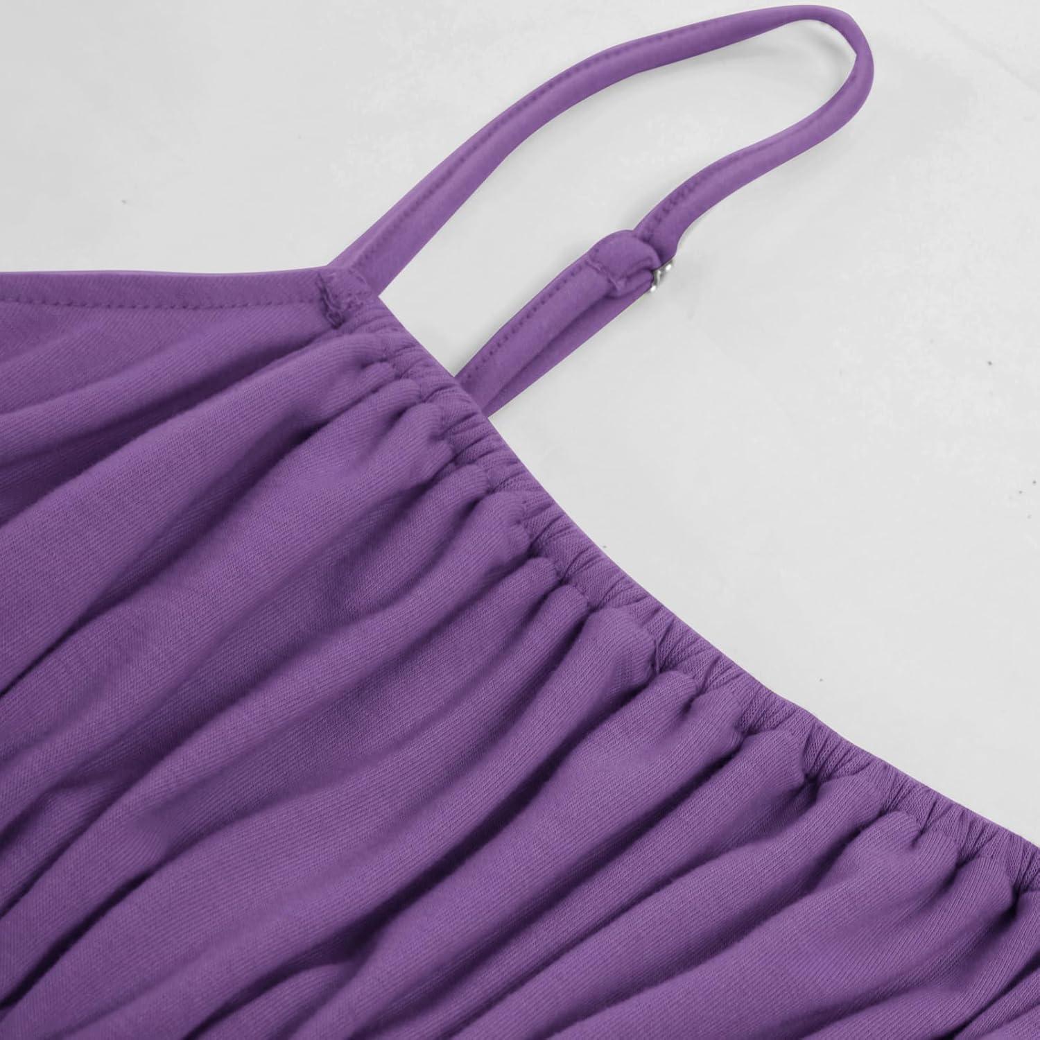 imageGRACE KARIN Womens Summer Maxi Dress 2026Smocked Ruched Bust Sundress with Adjustable Straps amp PocketsBeach Vacation DressPurple