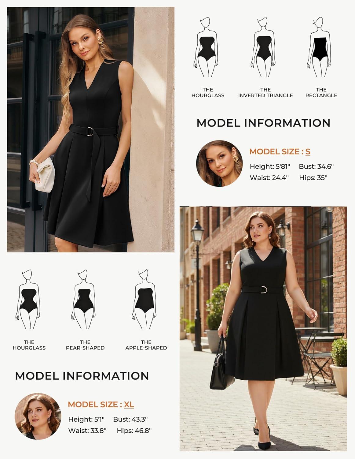 imageGRACE KARIN Womens Wear to Work Dresses 2026 Business Office Fit and Flare Midi Dress Church Outfits with PocketsBlack