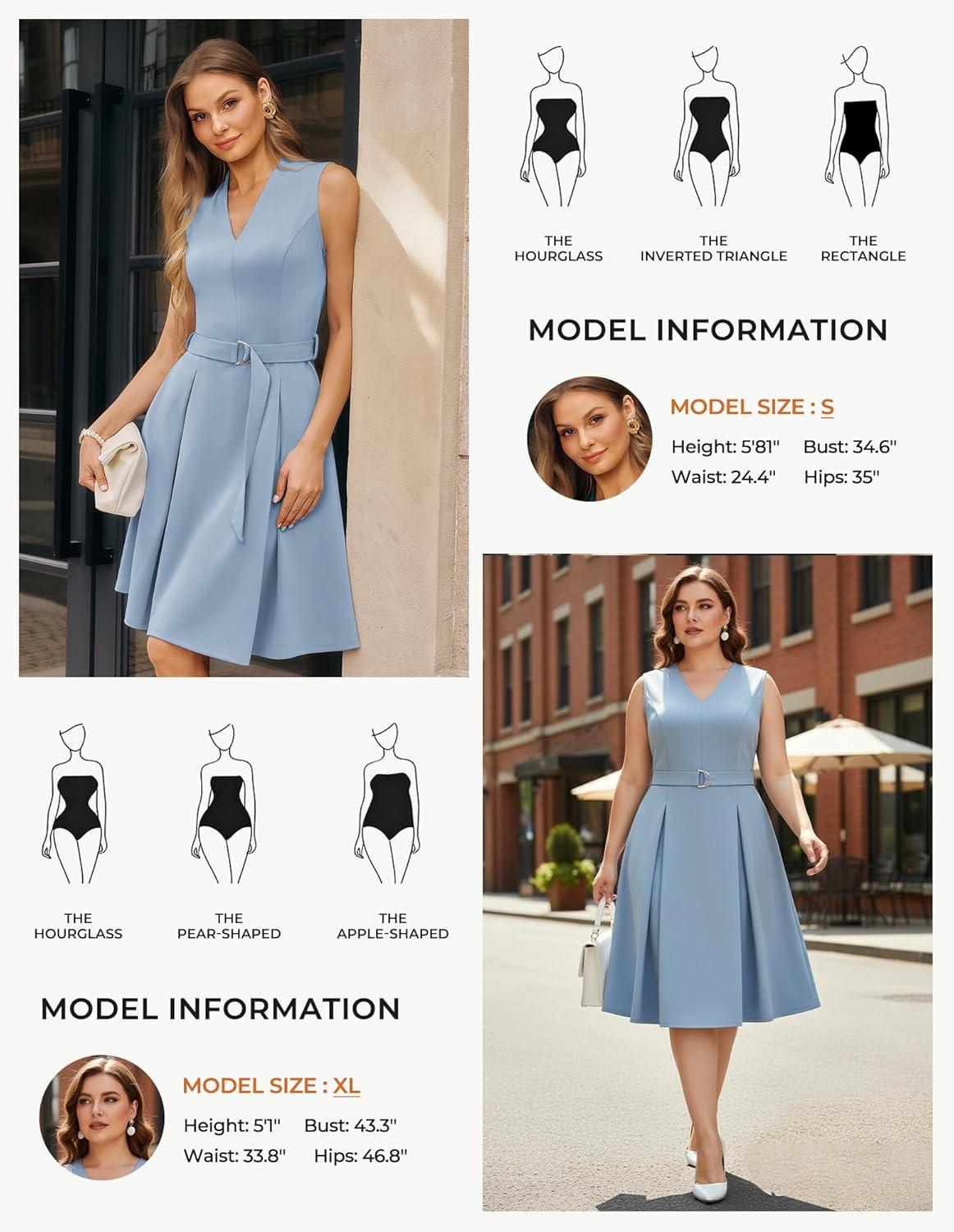 imageGRACE KARIN Womens Wear to Work Dresses 2026 Business Office Fit and Flare Midi Dress Church Outfits with PocketsDusty Blue