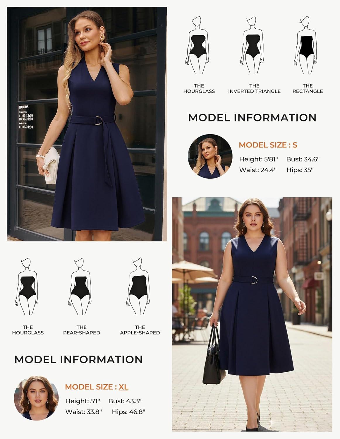 imageGRACE KARIN Womens Wear to Work Dresses 2026 Business Office Fit and Flare Midi Dress Church Outfits with PocketsNavy Blue