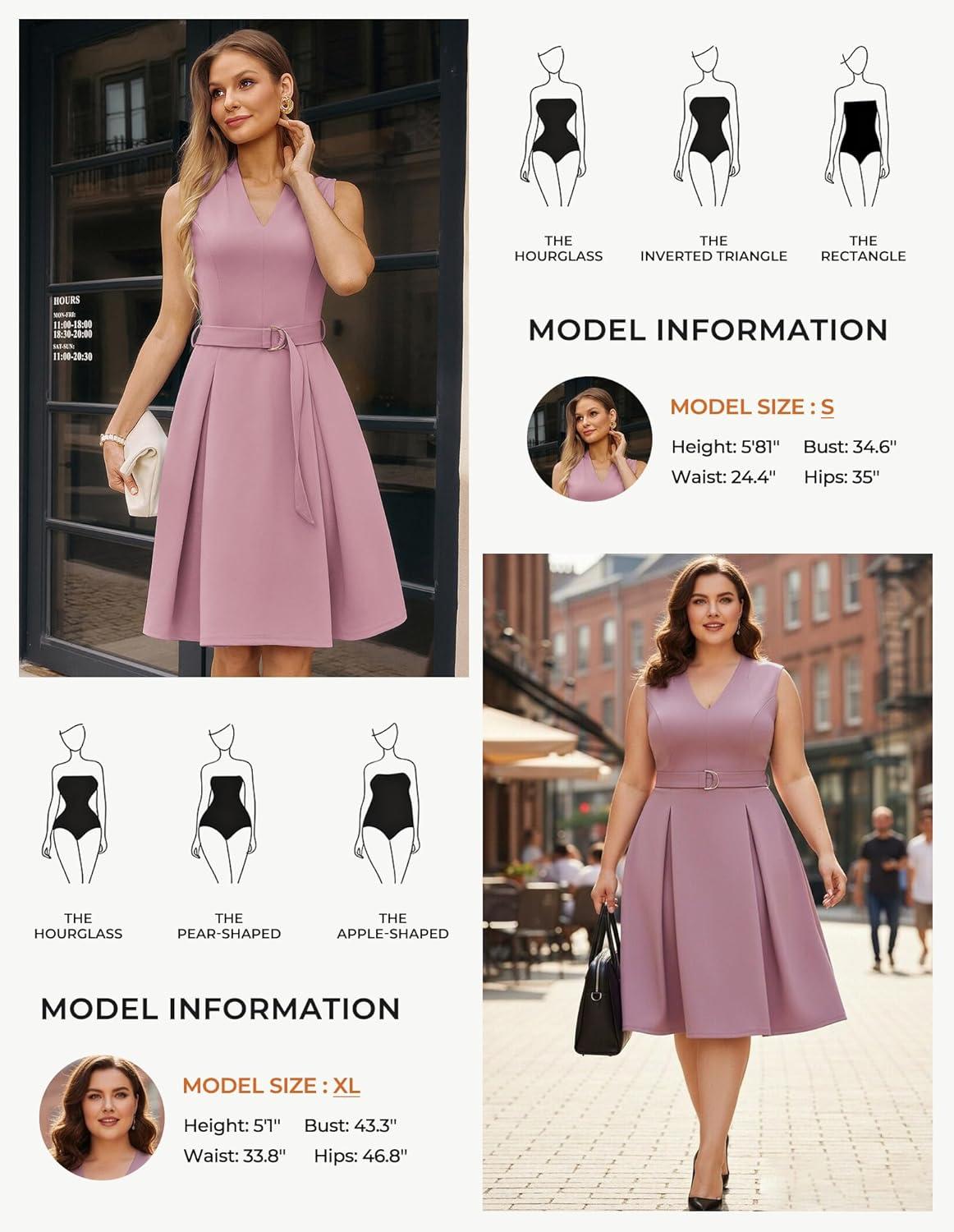 imageGRACE KARIN Womens Wear to Work Dresses 2026 Business Office Fit and Flare Midi Dress Church Outfits with PocketsPink
