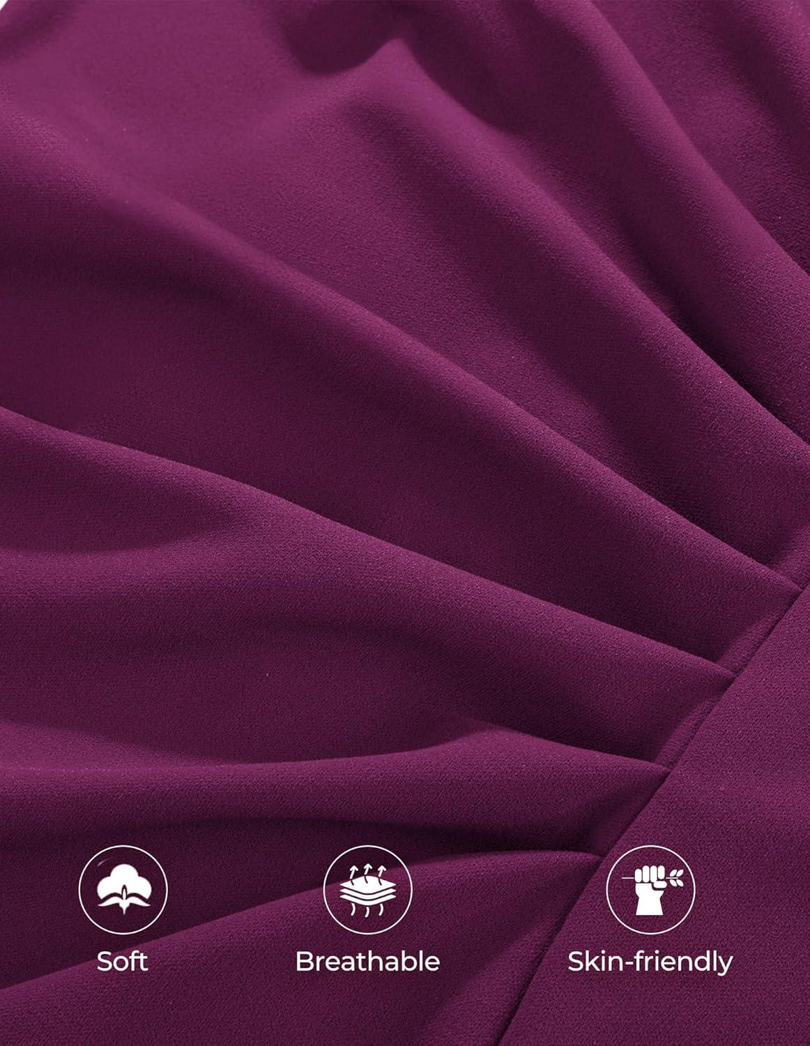 imageGRACE KARIN Work Dresses for Women 2026 34 Sleeve Sheath Business Dress Ruched Bodycon Church Cocktail OutfitsPink Purple