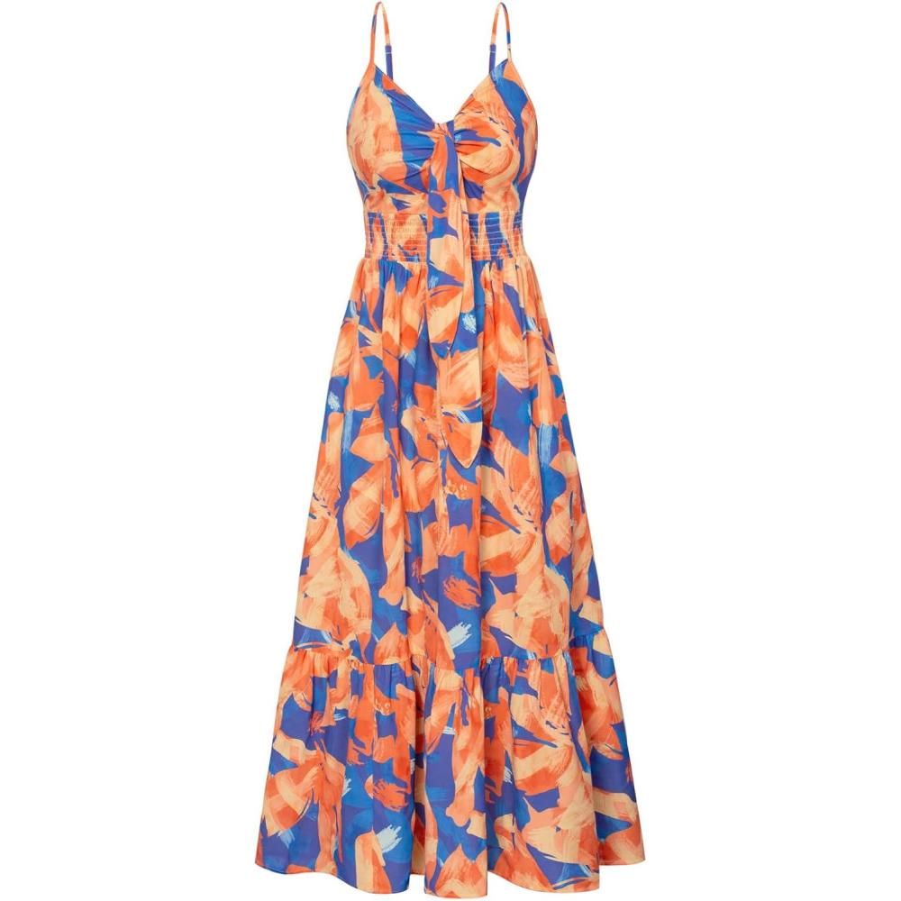 imageGRACE KARIN Womens Summer Floral Maxi Dresses 2026 Long Flowy Boho Dress Beach Vacation Sundresses Casual Clothes with PocketOrange Blue Floral