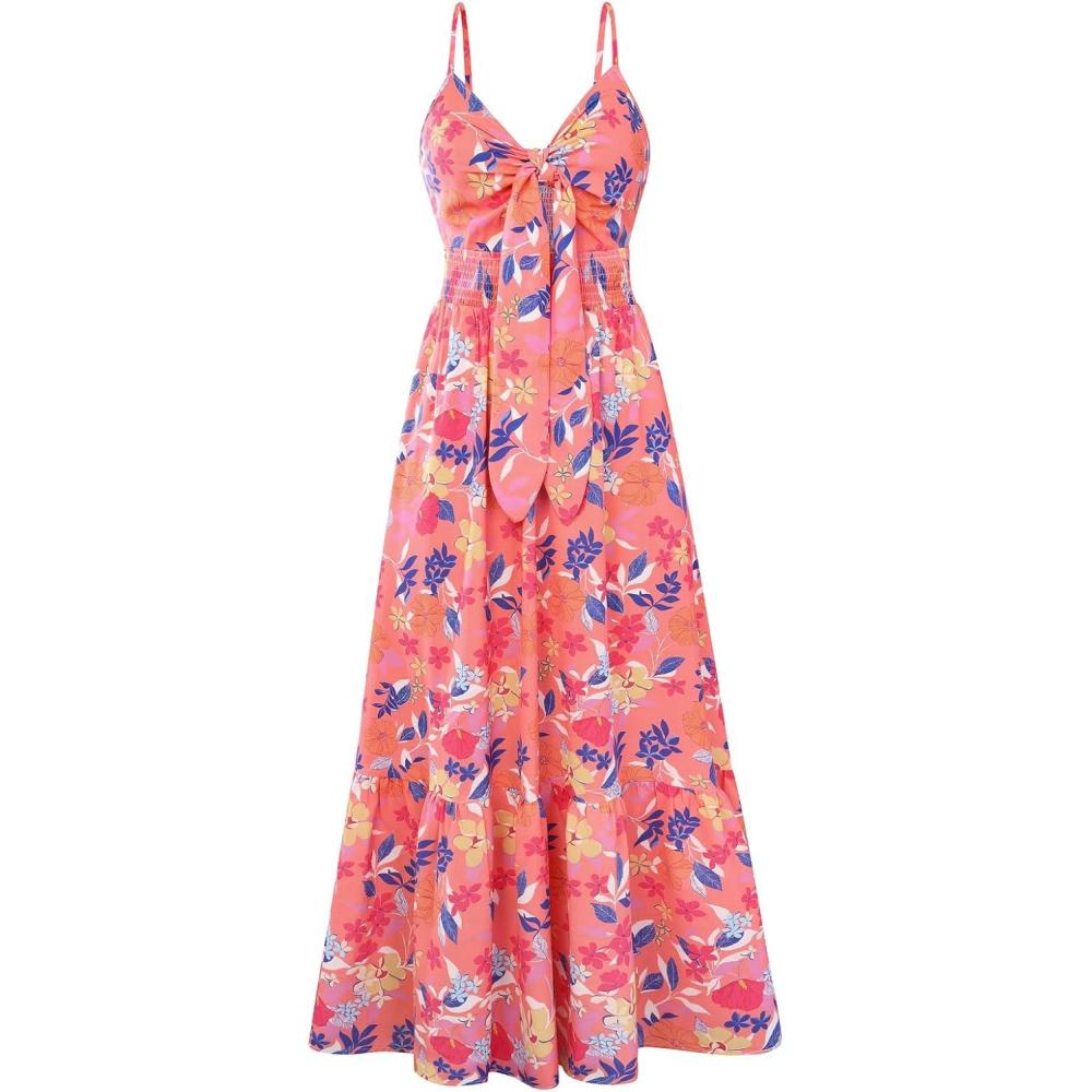 imageGRACE KARIN Womens Summer Floral Maxi Dresses 2026 Long Flowy Boho Dress Beach Vacation Sundresses Casual Clothes with PocketPink Yellow Flower