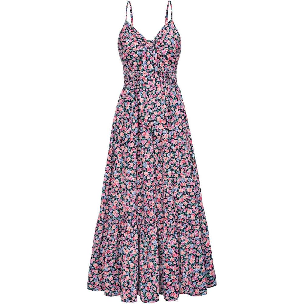 imageGRACE KARIN Womens Summer Floral Maxi Dresses 2026 Long Flowy Boho Dress Beach Vacation Sundresses Casual Clothes with PocketPurple Pink Floral
