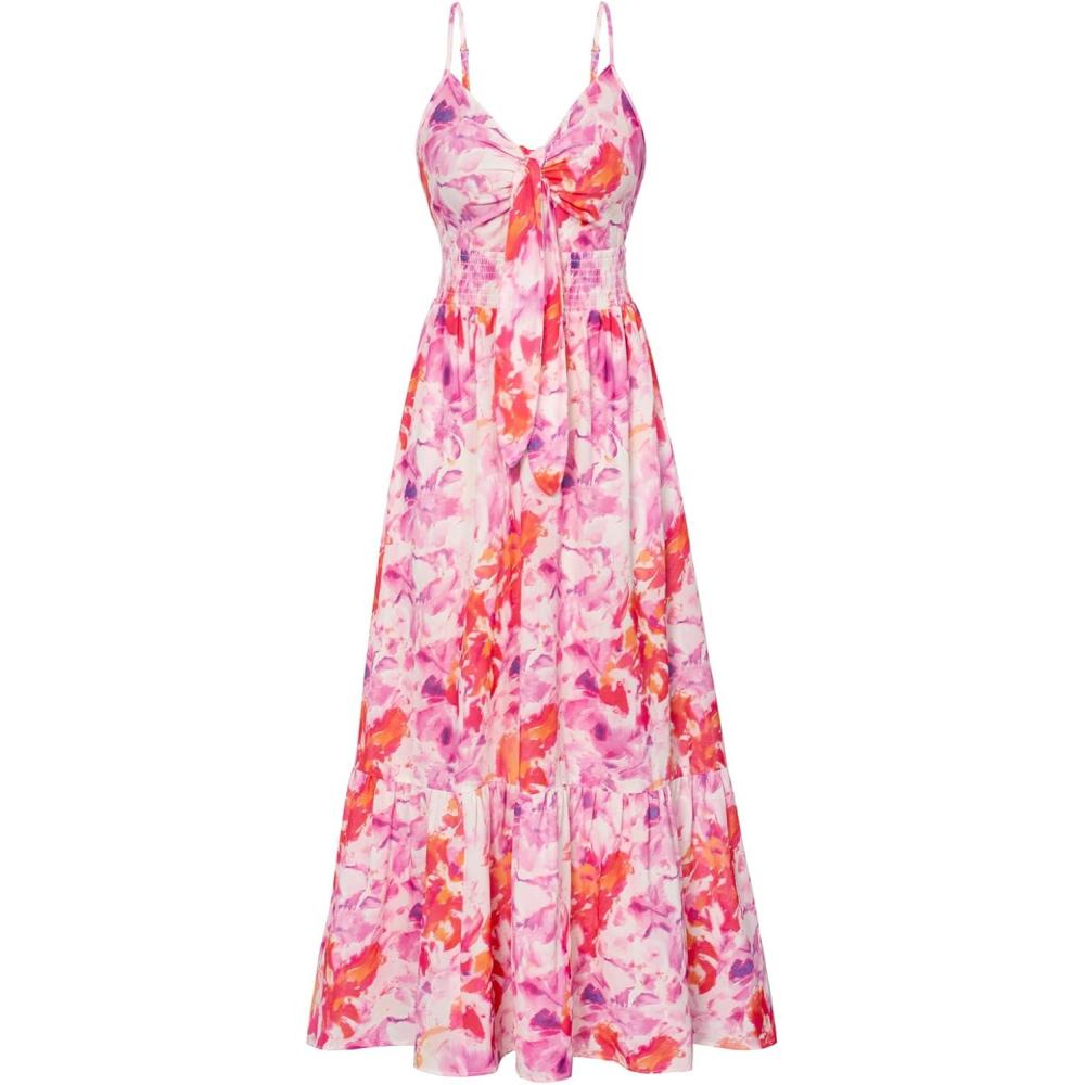 imageGRACE KARIN Womens Summer Floral Maxi Dresses 2026 Long Flowy Boho Dress Beach Vacation Sundresses Casual Clothes with PocketRed Purple Floral
