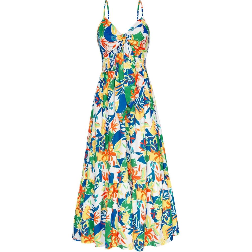 imageGRACE KARIN Womens Summer Floral Maxi Dresses 2026 Long Flowy Boho Dress Beach Vacation Sundresses Casual Clothes with PocketYellow Green Blue Floral