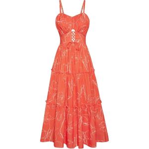 GRACE KARIN 2026 Women’s Spaghetti Vacation Sundress Summer Beach Flowy Boho Floral Maxi Dresses with Pockets(Orange Floral)