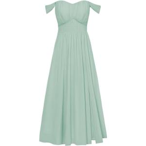 GRACE KARIN 2026 Women’s Summer Floral Wedding Guest Dress,Beach Flowy A Line Maxi Off Shoulder Bridesmaid Dresses(Light Green)