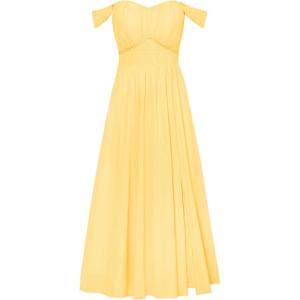 GRACE KARIN 2026 Women’s Summer Floral Wedding Guest Dress,Beach Flowy A Line Maxi Off Shoulder Bridesmaid Dresses(Light Yellow)