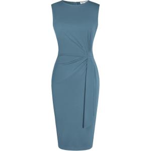 GRACE KARIN Women Work Dress,Bodycon Pencil Business Dresses,Sleeveless Cocktail Dresses Knee Length(Dark Gray Blue)