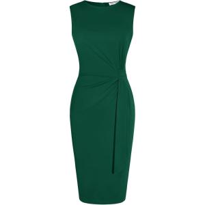 GRACE KARIN Women Work Dress,Bodycon Pencil Business Dresses,Sleeveless Cocktail Dresses Knee Length(Dark Green)