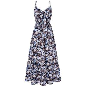 GRACE KARIN Womens Summer Floral Maxi Dresses 2026 Long Flowy Boho Dress Beach Vacation Sundresses Casual Clothes with Pocket(Black Blue Floral)