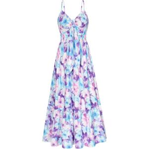 GRACE KARIN Womens Summer Floral Maxi Dresses 2026 Long Flowy Boho Dress Beach Vacation Sundresses Casual Clothes with Pocket(Blue Purple Floral)