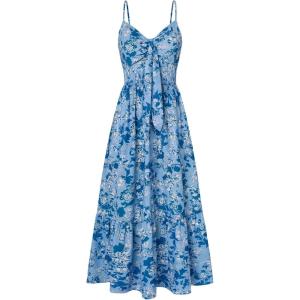GRACE KARIN Womens Summer Floral Maxi Dresses 2026 Long Flowy Boho Dress Beach Vacation Sundresses Casual Clothes with Pocket(Blue White Vine)
