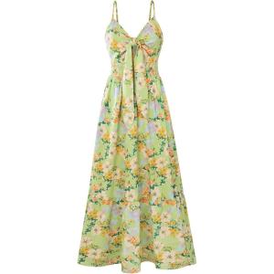GRACE KARIN Womens Summer Floral Maxi Dresses 2026 Long Flowy Boho Dress Beach Vacation Sundresses Casual Clothes with Pocket(Green Floral Print)
