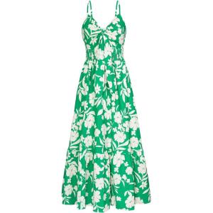 GRACE KARIN Womens Summer Floral Maxi Dresses 2026 Long Flowy Boho Dress Beach Vacation Sundresses Casual Clothes with Pocket(Green White Floral)