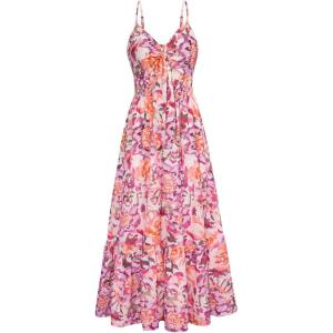 GRACE KARIN Womens Summer Floral Maxi Dresses 2026 Long Flowy Boho Dress Beach Vacation Sundresses Casual Clothes with Pocket(Pink Purple Floral)