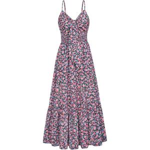 GRACE KARIN Womens Summer Floral Maxi Dresses 2026 Long Flowy Boho Dress Beach Vacation Sundresses Casual Clothes with Pocket(Purple Pink Floral)