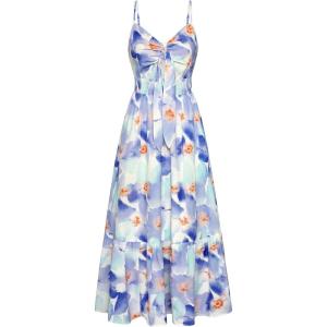 GRACE KARIN Womens Summer Floral Maxi Dresses 2026 Long Flowy Boho Dress Beach Vacation Sundresses Casual Clothes with Pocket(White Blue Flowers)