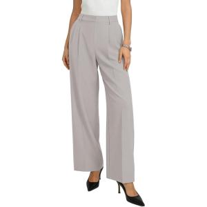 GRACE KARIN Women’s Wide Leg Work Pants, Wrinkle Free High Waisted Trousers with Pockets, Business Casual Office Slacks(Taupe)