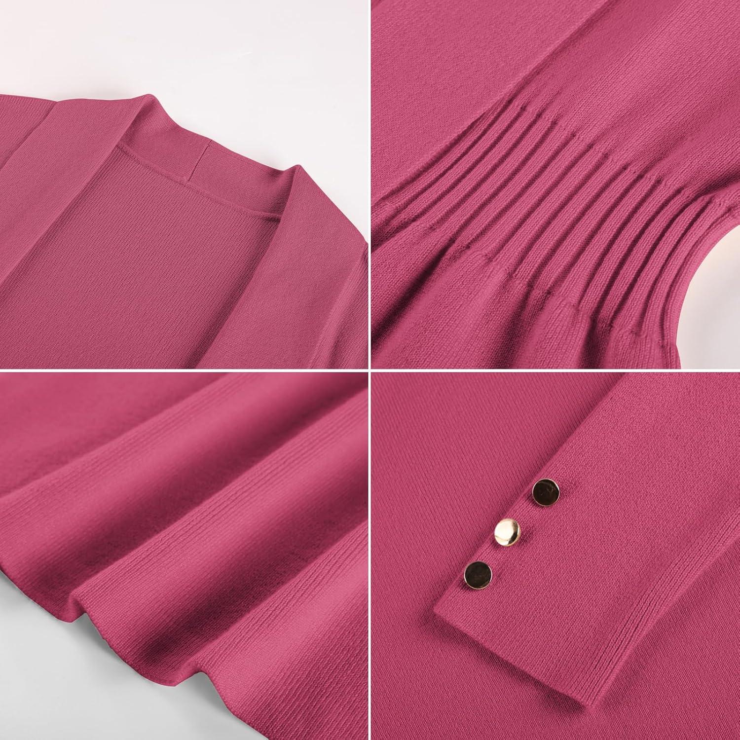 imageGRACE KARIN Cardigan for Women Trendy Lightweight Knit Sweaters Open Front Peplum Tops 2026 Spring OutfitsDark Rose Red