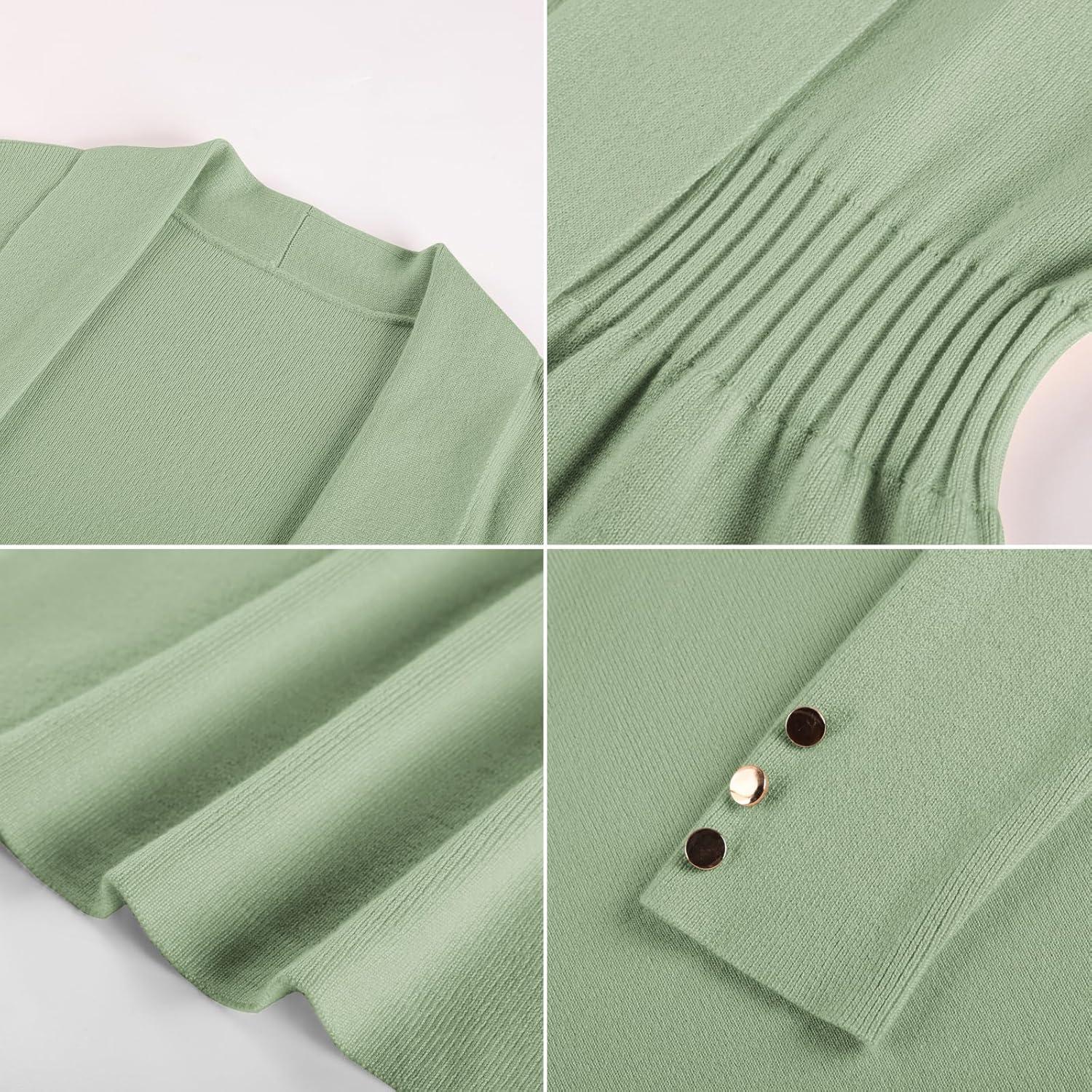 imageGRACE KARIN Cardigan for Women Trendy Lightweight Knit Sweaters Open Front Peplum Tops 2026 Spring OutfitsSage Green