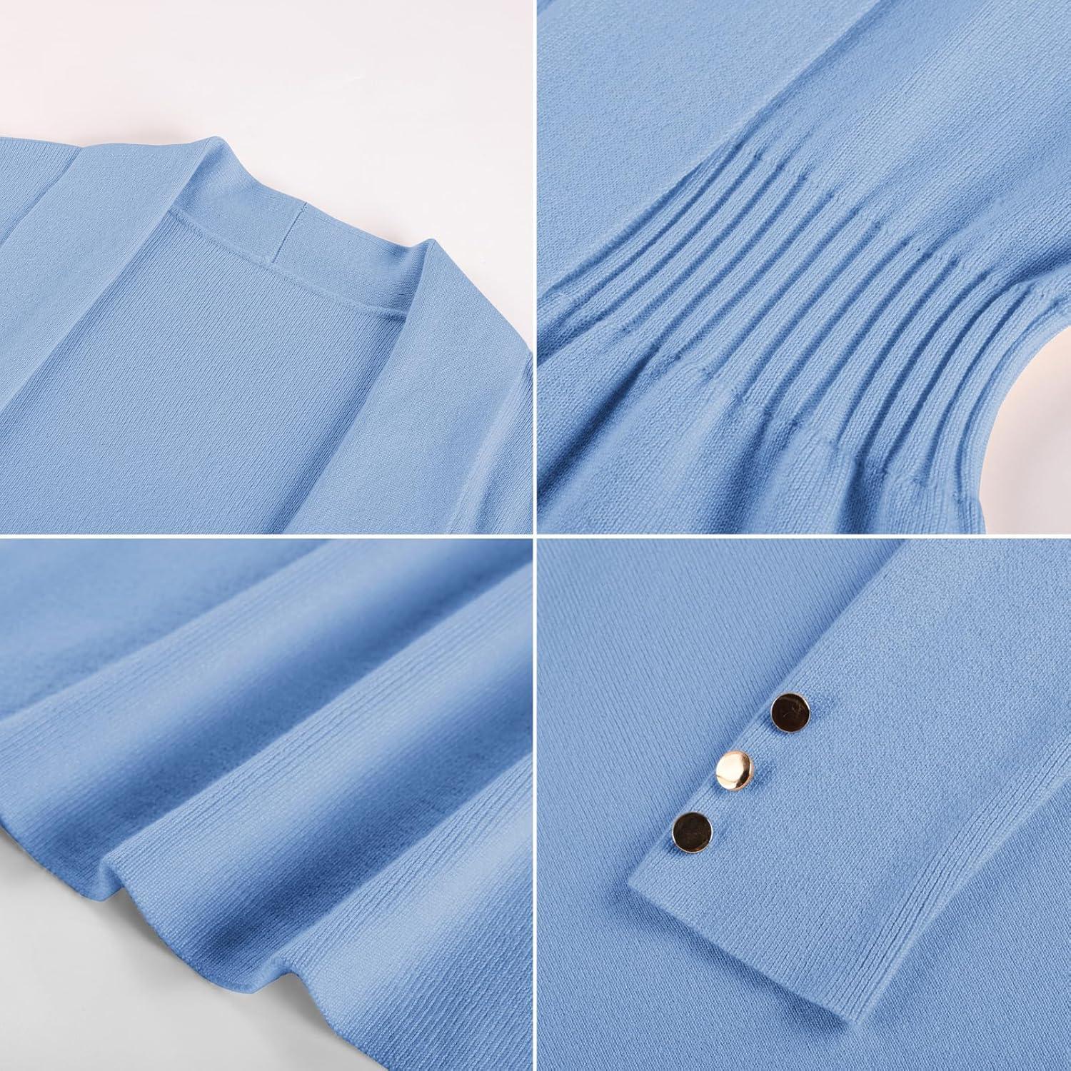 imageGRACE KARIN Cardigan for Women Trendy Lightweight Knit Sweaters Open Front Peplum Tops 2026 Spring OutfitsSky Blue