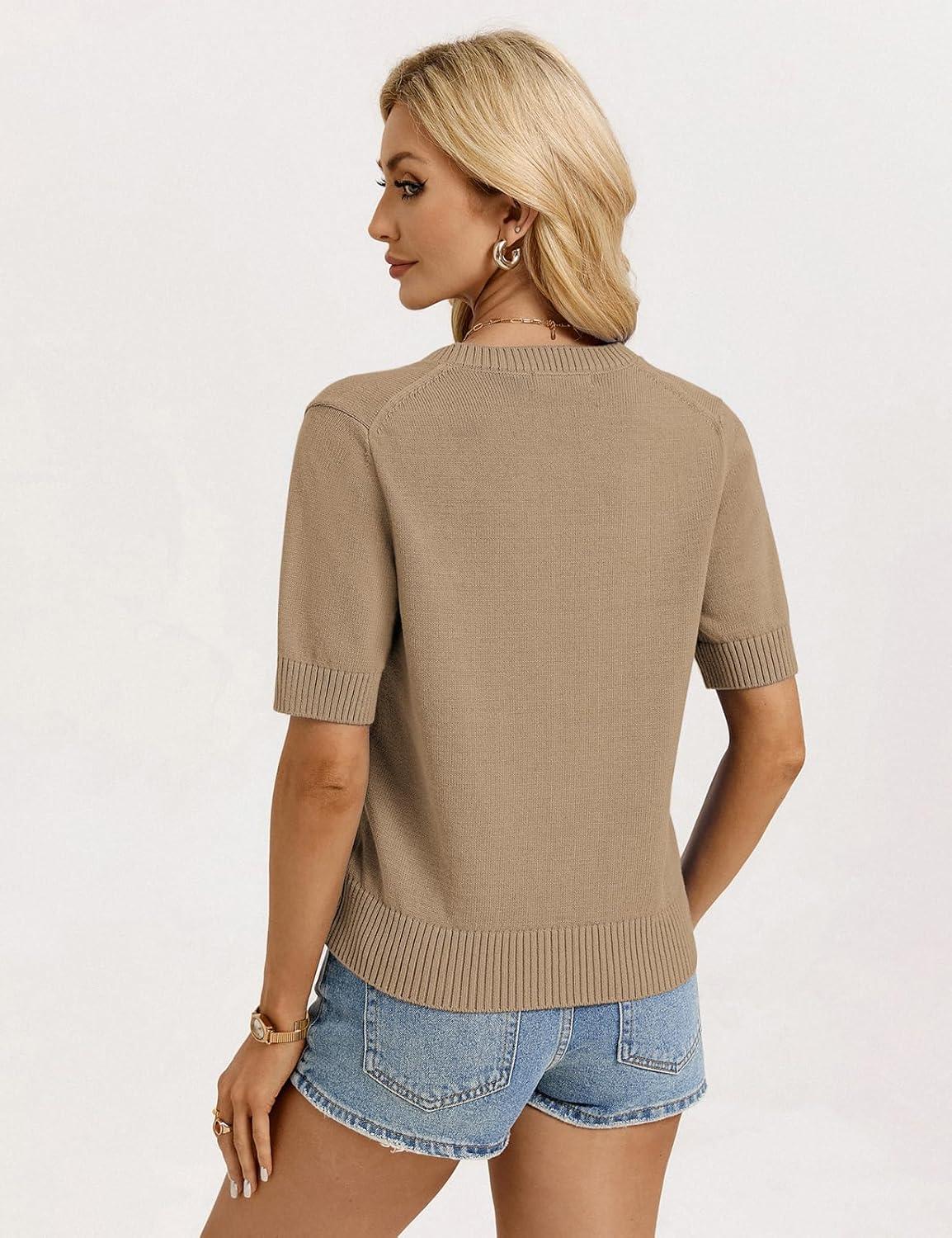 imageGRACE KARIN Womens Casual Short Sleeve Cardigan Lightweight Summer Cardigan Sweater 2026 Button Up Cropped Shrug SweaterDeep Khaki