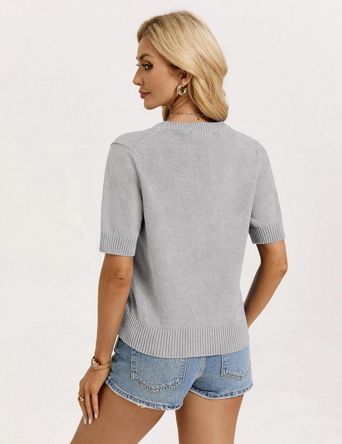 imageGRACE KARIN Womens Casual Short Sleeve Cardigan Lightweight Summer Cardigan Sweater 2026 Button Up Cropped Shrug SweaterGray