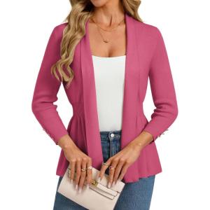 GRACE KARIN Cardigan for Women Trendy Lightweight Knit Sweaters Open Front Peplum Tops 2026 Spring Outfits(Dark Rose Red)