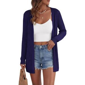 GRACE KARIN Womens Long Sleeve Lightweight Cardigans, Open Front Crochet Cardigan Trendy 2026, Casual Spring Vacation Outfits(Navy Blue)