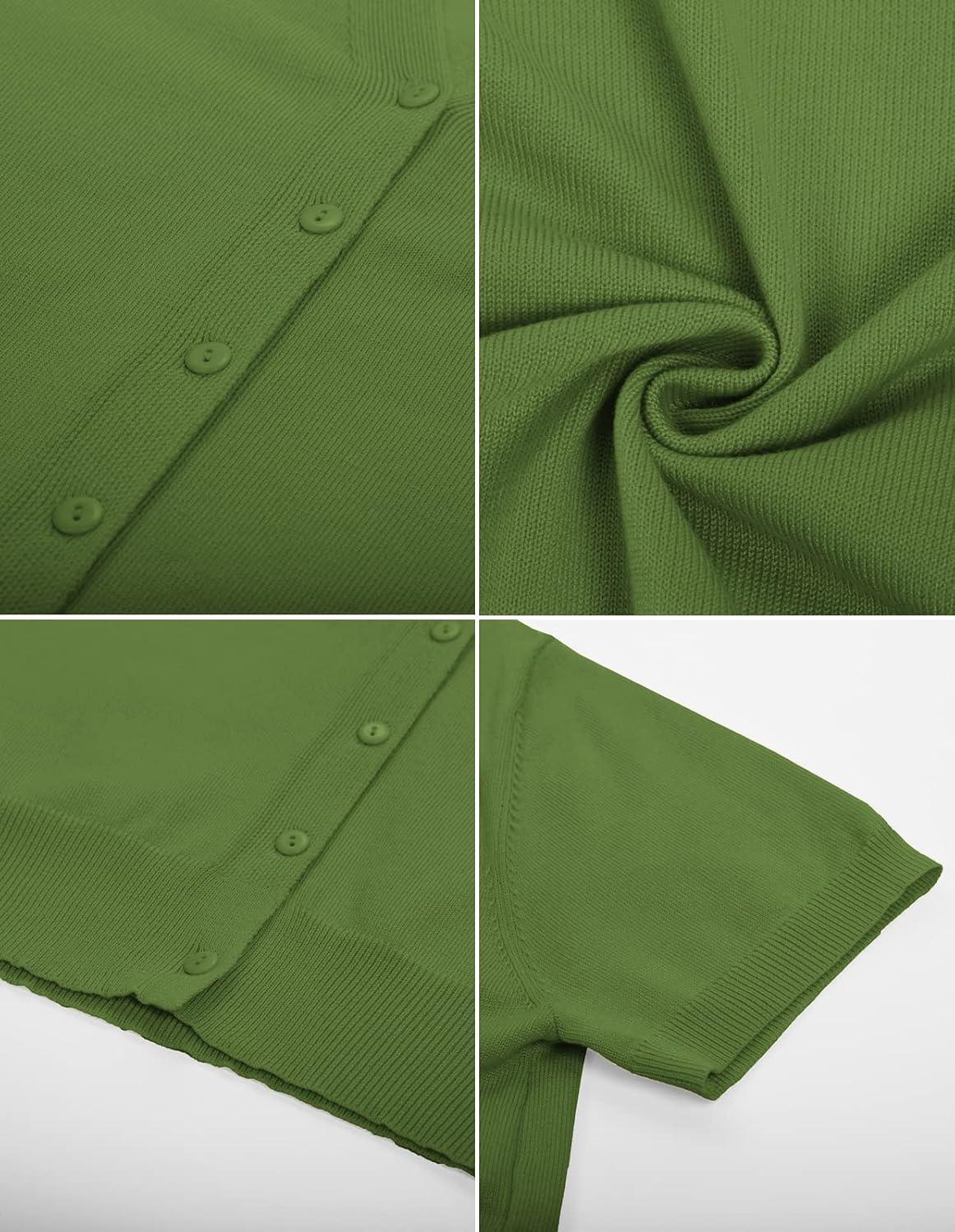 imageGRACE KARIN Womens Short Sleeve Cardigan Sweaters 2026 Summer Lightweight Cropped Cardigan V Neck Casual Clothing TopsLight Green