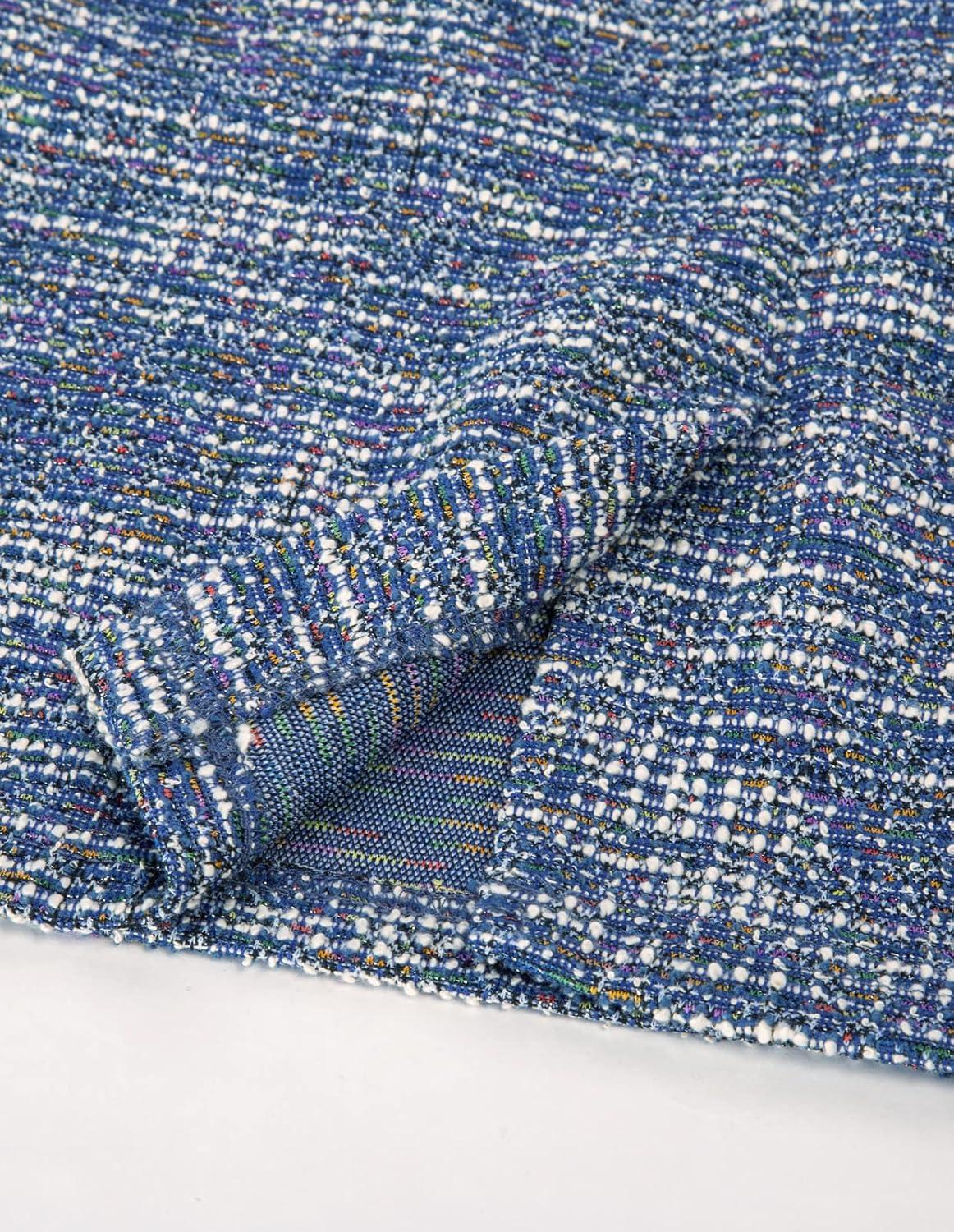 imageGRACE KARIN Womens Gorgeous Pencil Dress Cap Sleeve Tweed Pencil Dress for WorkBlue Textured