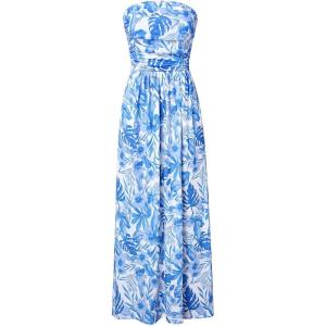 GRACE KARIN Women Strapless Dress Casual Loose Ruched Long Maxi Dress with Pockets(Flowe White Blue R)