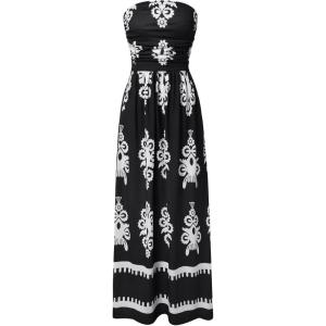 GRACE KARIN Women Strapless Dress Casual Loose Ruched Long Maxi Dress with Pockets(Printing Floral)